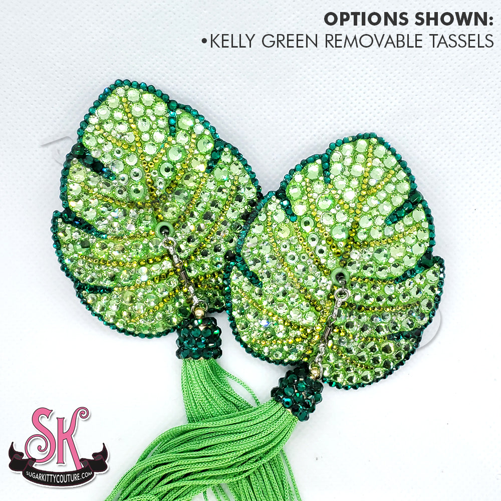 Tropical Leaf Rhinestone Pasties